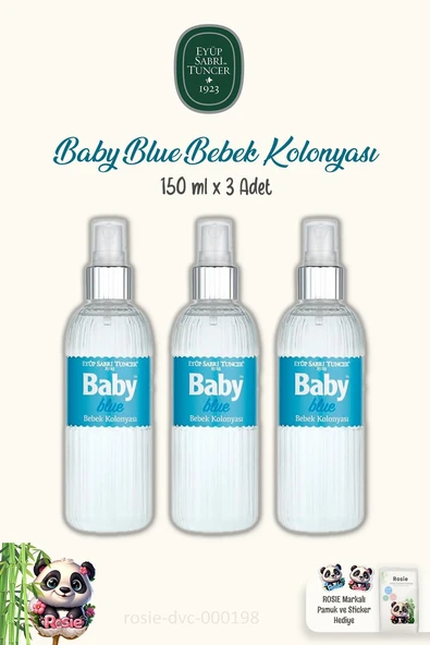 Eyüp Sabri Tuncer Bebek Kolonyası Baby Blue 150 ml 3 Adet ve %100 Pamuk ROSIE ürün görseli 1