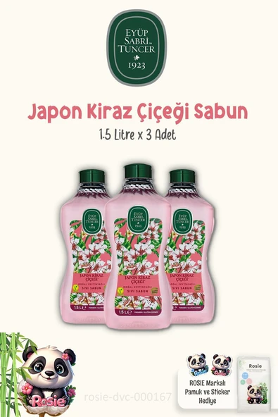 Eyüp Sabri Tuncer 3 Adet Sıvı Sabun Japon Kiraz Çiçeği 1.5 lt ve ROSIE Pamuk ürün görseli 1