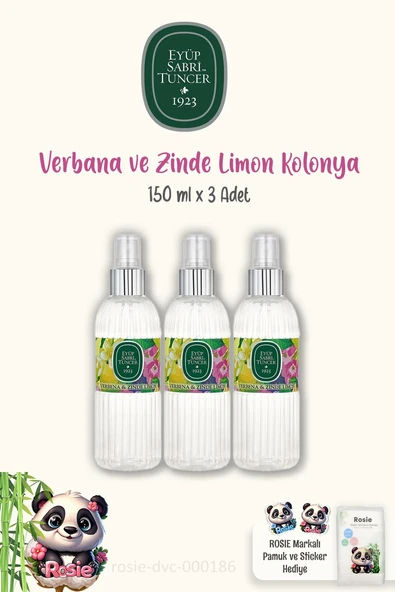 3'lü Eyüp Sabri Tuncer Verbena & Zinde Limon Kolonyası 150 ml ve Doğal ROSIE ürün görseli 1