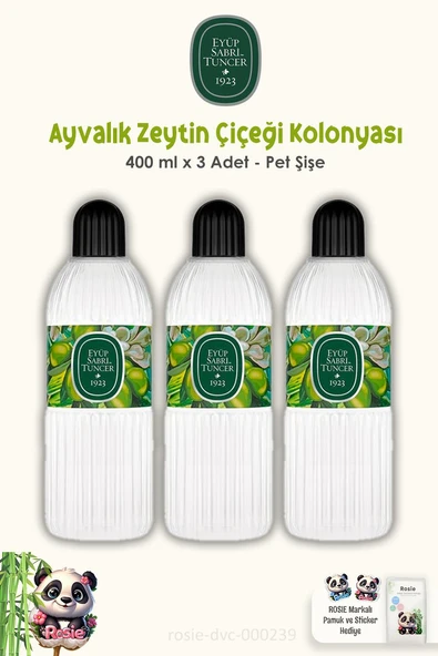 Eyüp Sabri Tuncer Ayvalık Zeytin Çiçeği Kolonyası 400 ml 3 Adet  ve 60'lı ROSIE ürün görseli 1