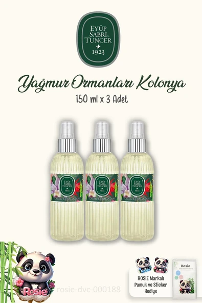 3'lü Eyüp Sabri Tuncer Yağmur Ormanları Kolonyası Sprey 150 ml ve ROSIE Pamuk ürün görseli 1