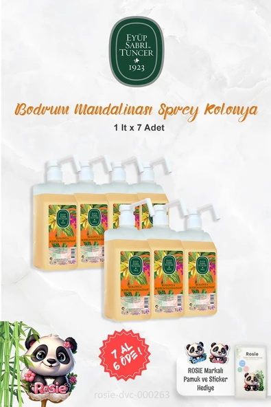 7 AL 6 ÖDE Eyüp Sabri Tuncer 1 lt Sprey Başlıklı Kolonya Bodrum Mandalinası ve ROSIE ürün görseli 1