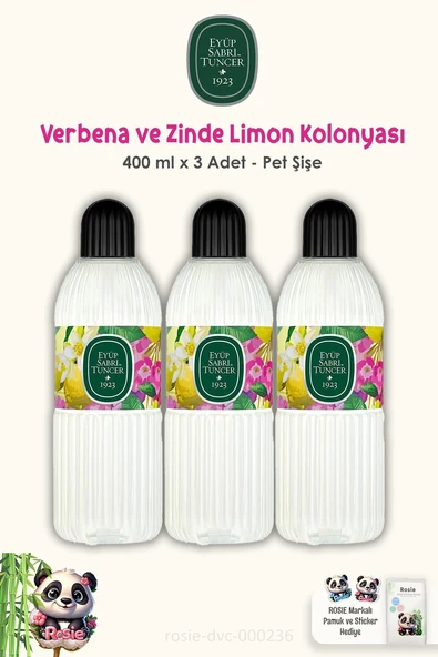 Eyüp Sabri Tuncer 3 Adet Verbena & Zinde Limon Kolonyası 400 ml ve ROSIE Pamuk ürün görseli 1