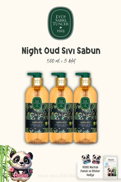 Eyüp Sabri Tuncer 3'lü Night Oud Doğal Zeytinyağlı Sıvı Sabun 500 ml ve ROSIE ürün görseli 1