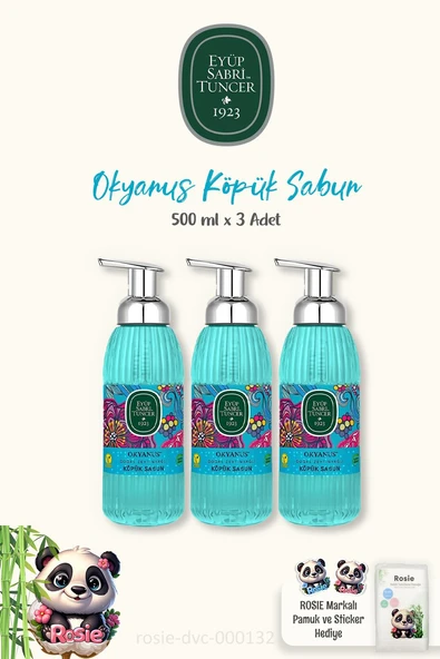 Eyüp Sabri Tuncer 3'lü Okyanus Köpük Sabun 500 ml, %100 Doğal ROSIE Pamuk ürün görseli 1