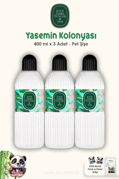 Eyüp Sabri Tuncer Yasemin Kolonyası 400 ML Pet Şişe 3 Adet ve ROSIE Pamuk 60'lı ürün görseli 1