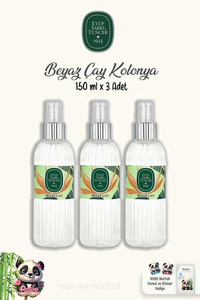 Eyüp Sabri Tuncer Beyaz Çay Kolonyası 150 ml 3 Adet ve Doğal ROSIE Pamuk 60'lı ürün görseli 1