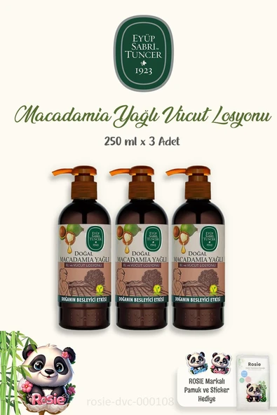 Eyüp Sabri Tuncer 3'lü Doğal Macadamia Yağlı El ve Vücut Losyonu 250 ml ve ROSIE ürün görseli 1