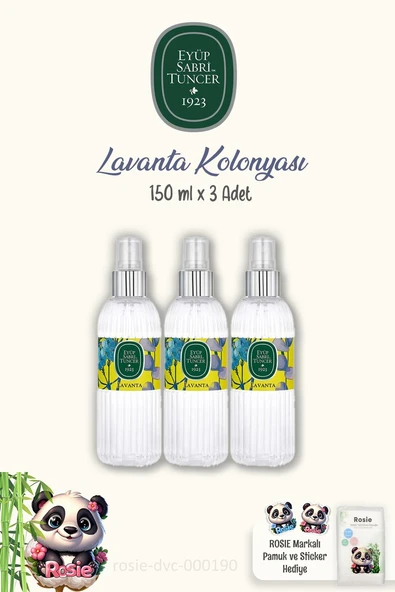 Eyüp Sabri Tuncer Lavanta Kolonyası 150 ml 3 Adet ve ROSIE Doğal Pamuk ürün görseli 1