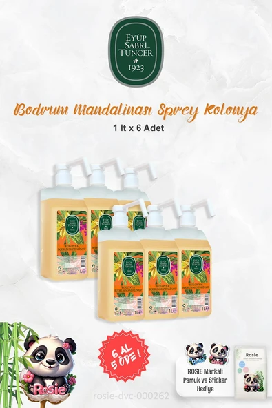 6 AL 5 ÖDE Eyüp Sabri Tuncer 1 lt Sprey Başlıklı Kolonya Bodrum Mandalinası ve ROSIE ürün görseli 1