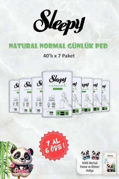 7 AL 6 ÖDE Sleepy Natural Ultra Hassas Günlük Ped Normal 40 Adet ve ROSIE ürün görseli 1