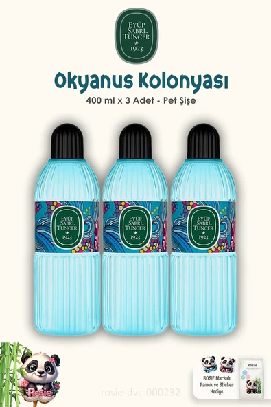 Eyüp Sabri Tuncer Okyanus Kolonyası Pet Şişe 400 ml  3 Adet ve ROSIE Pamuk 60'lı ürün görseli 1