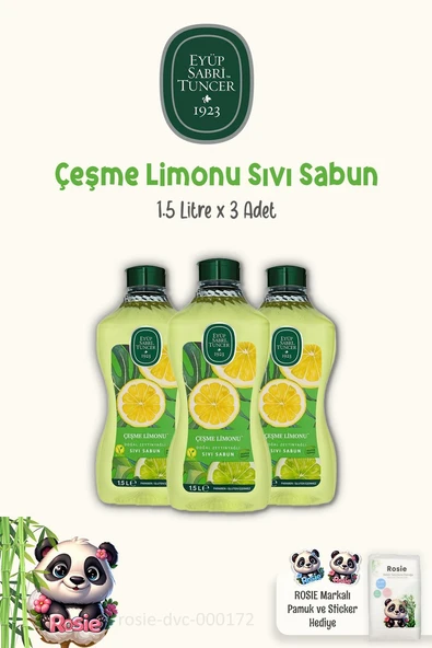 Eyüp Sabri Tuncer 3 Adet Sıvı Sabun Çeşme Limonu Sıvı Sabun 1.5 lt ve ROSIE ürün görseli 1