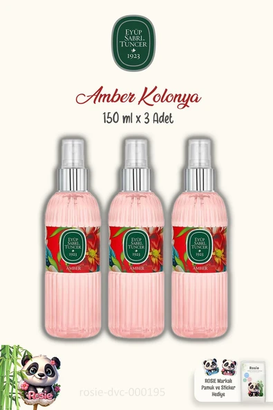 Eyüp Sabri Tuncer Amber Kolonyası 150 ml 3 Adet ve %100 Pamuk ROSIE 60'lı ürün görseli 1