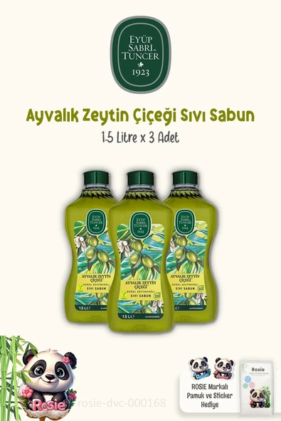 Eyüp Sabri Tuncer 3'lü Sıvı Sabun Ayvalık Zeytin Çiçeği 1.5 lt ve ROSIE Pamuk ürün görseli 1