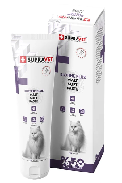 Supravet Biotine Plus Kediler İçin Tüy Sağlığı Güçlendirici Malt Paste 100 gr ürün görseli 1