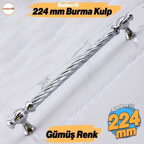 Burma Metal Gümüş Kulp 224 mm Mobilya Çekmece Mutfak Dolabı Dolap Kapak Kulpları Kulb Kulpu 22.4 cm ürün görseli 1