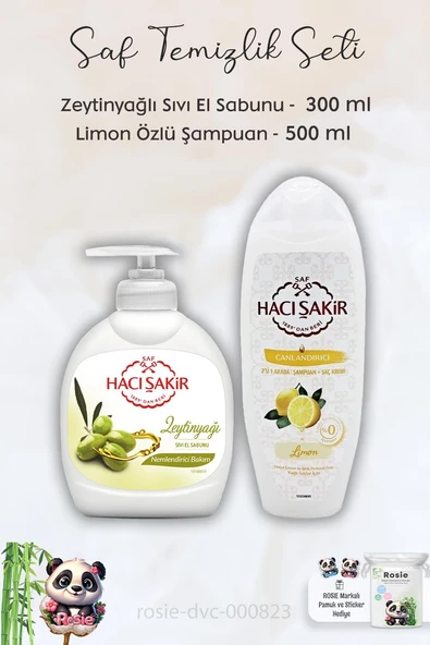 Hacı Şakir Zeytinyağlı Sıvı Sabun 300 ml, Limonlu Şampuan 500 ml ve ROSIE ürün görseli 1