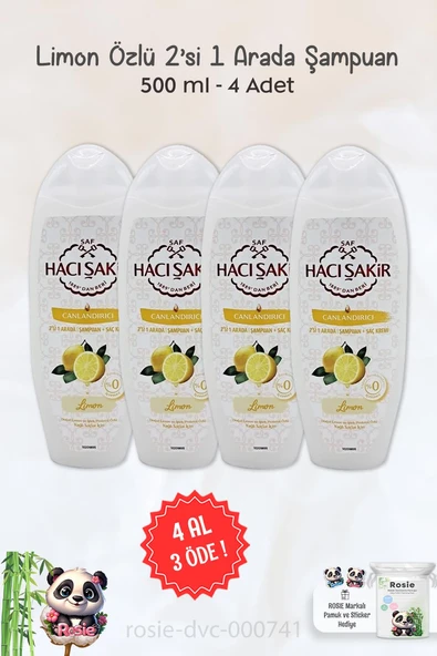 4 AL 3 ÖDE Hacı Şakir Limon 2si 1 Arada Şampuan Canlandırıcı 500 ml ve ROSIE ürün görseli 1