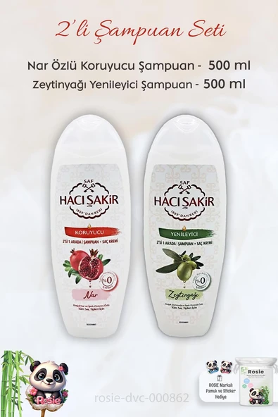 Hacı Şakir Nar 2si 1 Arada Şampuan 500 ml, Zeytinyağlı Şampuan 500 ml ve ROSIE ürün görseli 1