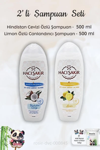 Hacı Şakir Hindistan Cevizi Şampuan 500 ml, Limonlu  Şampuan 500 ml ve ROSIE ürün görseli 1