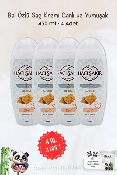 4 AL 3 ÖDE Hacı Şakir Bal Saç Kremi Canlı Ve Yumuşak Saçlar 450 ml ve ROSIE ürün görseli 1