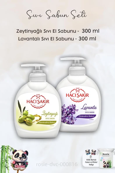 Hacı Şakir Zeytinyağlı Sıvı Sabun 300 ml,  Lavantalı Sıvı Sabun 300 ml ve ROSIE ürün görseli 1