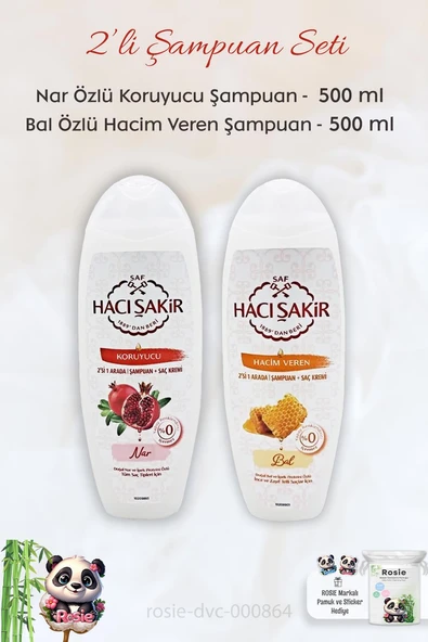 Hacı Şakir Nar 2si 1 Arada Şampuan 500 ml,  Ballı Şampuan 500 ml ve ROSIE ürün görseli 1
