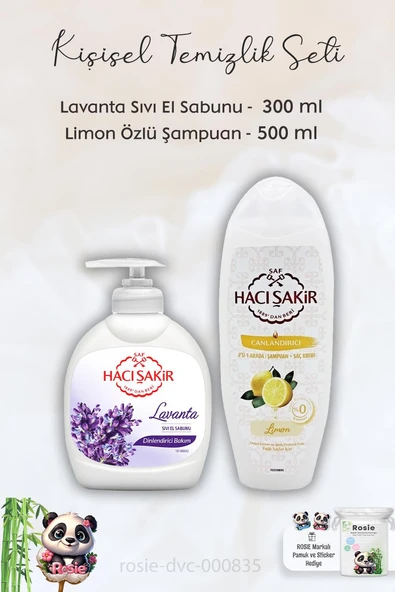 Hacı Şakir Lavanta Dinlendirici Sıvı Sabun 300 ml, Limonlu Şampuan 500 ml ve ROSIE ürün görseli 1