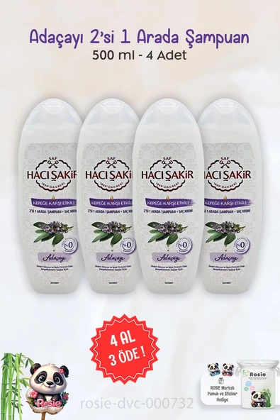 4 AL 3 ÖDE Hacı Şakir Adaçayı 2si 1 Arada Şampuan Kepeğe Karşı 500 ml ve ROSIE ürün görseli 1