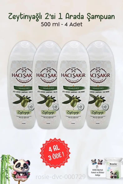 4 AL 3 ÖDE Hacı Şakir Zeytinyağlı 2si 1 Arada Şampuan Yenileyici 500 ml ve ROSIE ürün görseli 1