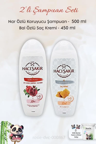 Hacı Şakir Nar 2si 1 Arada Şampuan 500 ml,  Ballı Saç Kremi 450 ml ve ROSIE ürün görseli 1