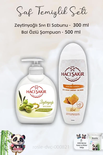 Hacı Şakir Zeytinyağlı Sıvı Sabun 300 ml, Ballı Şampuan 500 ml ve ROSIE ürün görseli 1