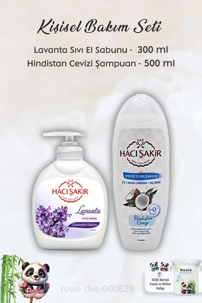 Hacı Şakir Lavanta Dinlendirici Sıvı Sabun 300 ml, Hindistan Cevizli Şampuan 500 ml ve ROSIE ürün görseli 1