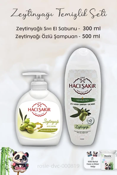 Hacı Şakir Zeytinyağlı Sıvı Sabun 300 ml, Zeytinyağlı Şampuan 500 ml ve ROSIE ürün görseli 1
