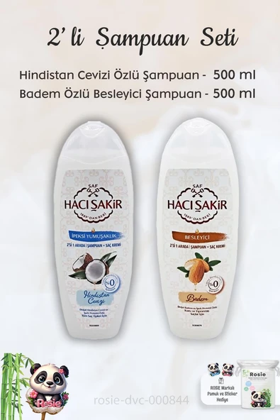 Hacı Şakir Hindistan Cevizi Şampuan 500 ml, Bademli  Şampuan 500 ml ve ROSIE ürün görseli 1