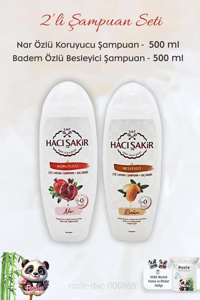 Hacı Şakir Nar 2si 1 Arada Şampuan 500 ml,  Bademli Şampuan 500 ml ve ROSIE ürün görseli 1