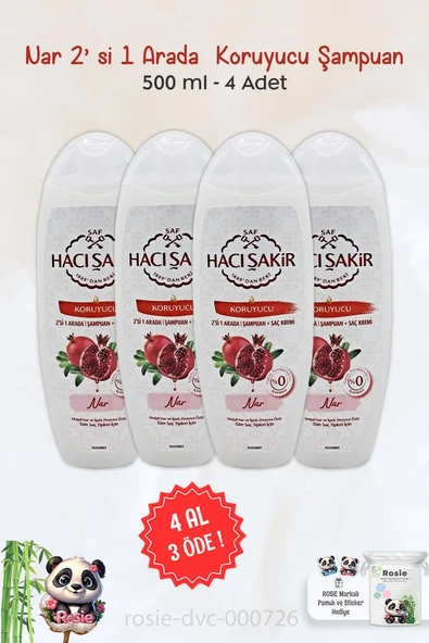 4 AL 3 ÖDE Hacı Şakir Nar 2si 1 Arada Şampuan Koruyucu 500 ml ve ROSIE ürün görseli 1