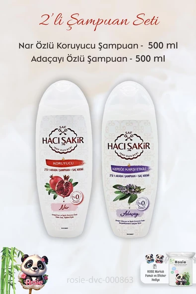 Hacı Şakir Nar 2si 1 Arada Şampuan 500 ml, Adaçayı Şampuan 500 ml ve ROSIE ürün görseli 1