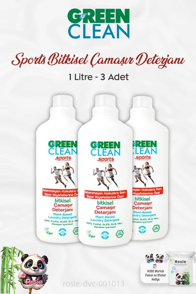 3 Adet Green Clean Sports Bitkisel Çamaşır Deterjanı 1 lt ve ROSIE ürün görseli 1