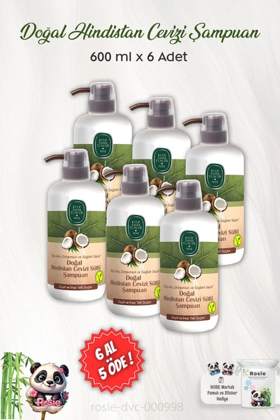 6 AL 5 ÖDE Eyüp Sabri Tuncer Doğal Hindistan Cevizi Sütlü Şampuan 600 ml ve ROSIE ürün görseli 1