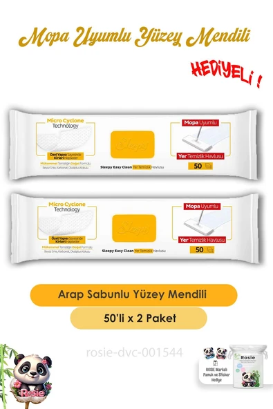 Sleepy 2 Adet Arap Sabunlu Mopa Uyumlu Yer Mendili 50'li ve ROSIE ürün görseli 1