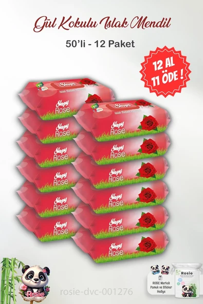 12 AL 11 ÖDE Sleepy Gül Kokulu Islak Bebek Havlusu 50'li ve ROSIE ürün görseli 1
