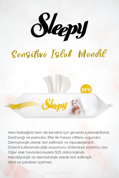 Sleepy Sensitive Islak Mendil Seti 4'lü ve ROSIE - Resim 2