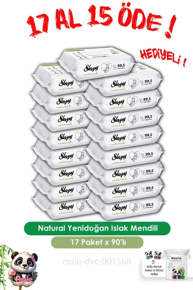 Sleepy 17 AL 15 ÖDE Natural Yenidoğan Islak Mendili 90 Adet ve ROSIE ürün görseli 1