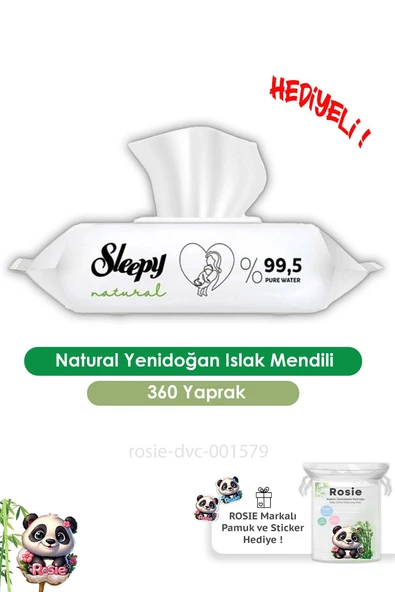 Sleepy 4'lü Natural Yenidoğan Islak Mendili 90 Adet ve ROSIE ürün görseli 1