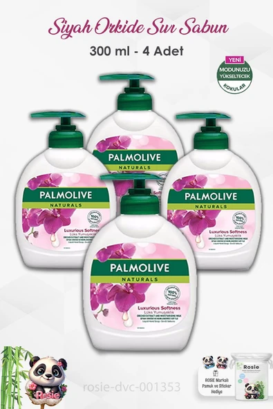 4'lü Set Palmolive Naturals Siyah Orkide Lüks Yumuşaklık Sıvı Sabun 300 ml ve ROSIE ürün görseli 1