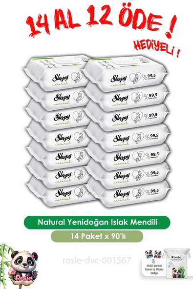 Sleepy 14 AL 12 ÖDE Natural Yenidoğan Islak Mendili 90 Adet ve ROSIE ürün görseli 1