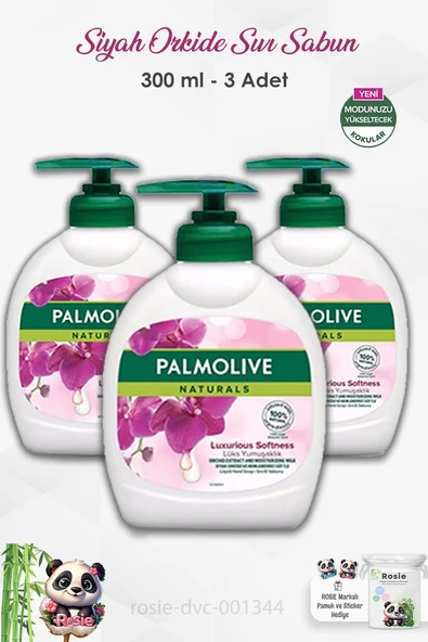 3'lü Set Palmolive Naturals Siyah Orkide Lüks Yumuşaklık Sıvı Sabun 300 ml ve ROSIE ürün görseli 1