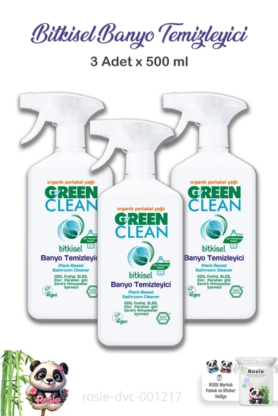 3 Adet Green Clean Bitkisel Banyo Temizleyici 500 ml ve ROSIE ürün görseli 1